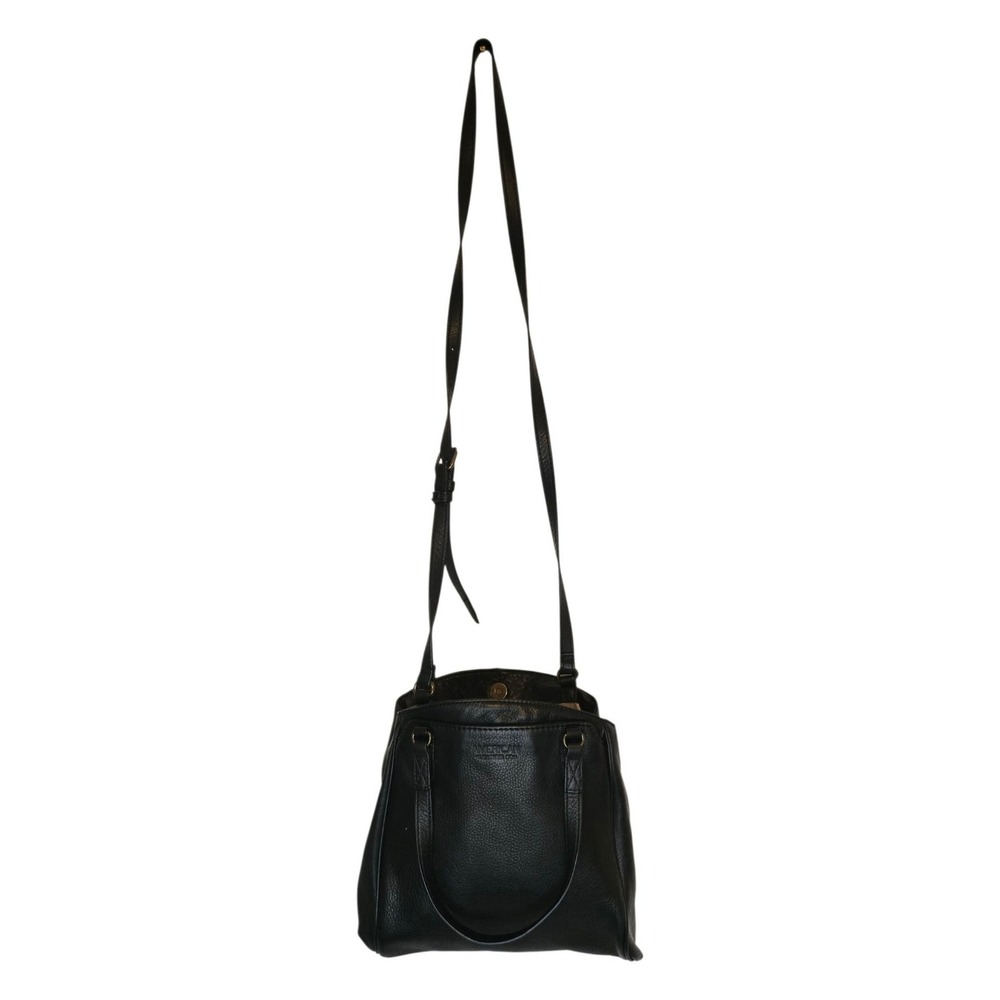 American Leather Co Lenox Black Leather Triple Entry Crossbody Bag